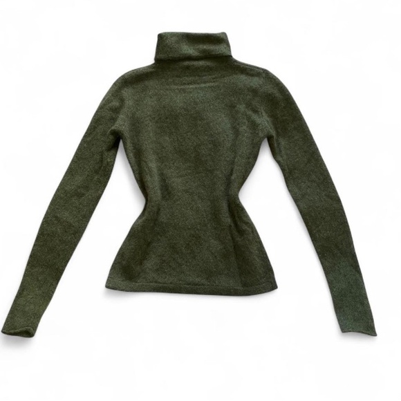 100% Cashmere 90’s Forest Green Turtleneck Sweater - Picture 2 of 4